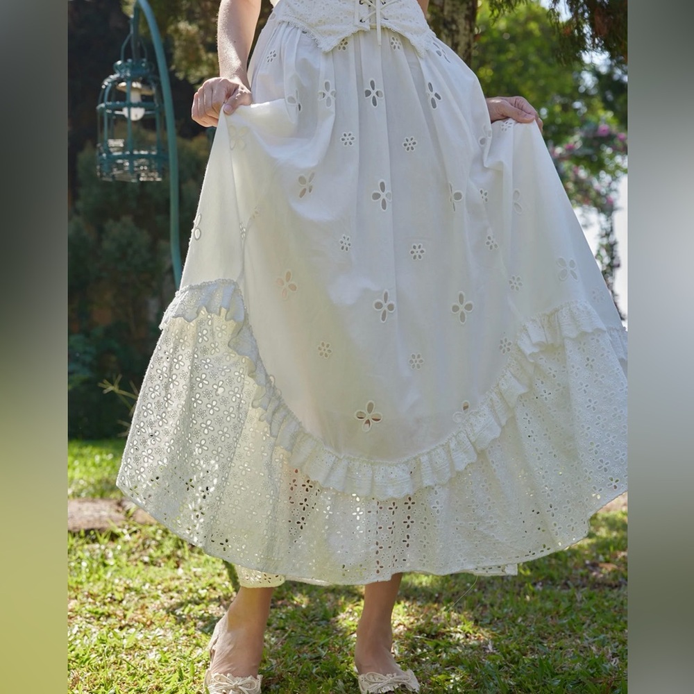 Lacemade "I Flipped" White Ivory Cottagecore Dress size Medium - Picture 7 of 13